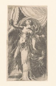 Judith med hodet til Holofernes i en pose av Schiavone (attributed to)