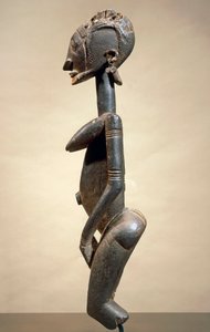 Skulptur av tre og metall, av Master of slanting eyes, høyde 59 cm, Dogon stammekunst Mali