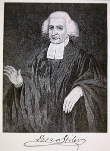 Ezra Stiles, etter maleriet av John Trumbull (litho) av School American