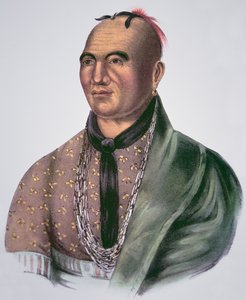 Joseph Brant (1742-1807) sjef for Mohawks (farge litho) av School American