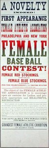 Plakat som reklamerer for en baseballkamp for kvinner (litho i farger) av School American