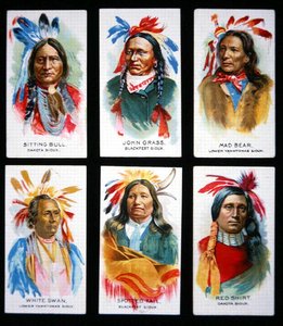 Seks bemerkelsesverdige Sioux-ledere (farge litho) av School American