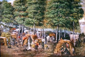 The Miracle of the Quail (farge litho) av School American