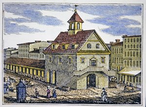 The Old Court House of Philadelphia (farge litho) av School American