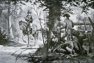 Fangsten av major John Andre (litho) av School American