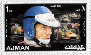Emirates Arab Units-stempel som representerer den skotske bilføreren Jim Clark (1936-1968) av School Arabic