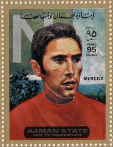 UAE-stempel som representerer syklisten Eddy Merckx (født 1945)