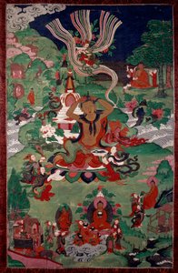 Episode av Buddhas liv: hårklipp. Tapet. Paris, Guimet-museet, Nasjonalmuseet for asiatisk kunst av School Asian
