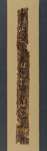 Ornamental skulderbånd fra en tunika, 600-650 (vevteppe med ekstra veftinnpakning, ufarget lin og farget ull)