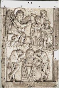 Karolingisk kunst: hellige kvinner ved graven - (Hellige kvinner ved graven) Elfenbensrelieff