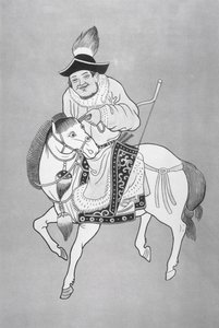 En mongolsk hestebueskytter, etter en kinesisk tegning (litho) av School Chinese