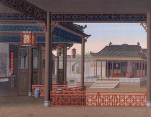 Legge til. Eller. 2189 Tegning av interiøret i huset til en kinesisk tjenestemann av School Chinese