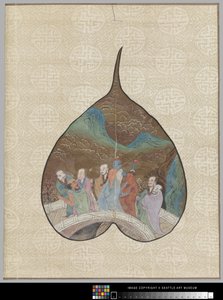 Bodhi-blad med Luohan-maleri (blekk og farge på blad) av School Chinese