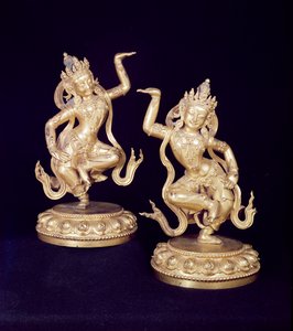 Bodhisattva, et par Husante-figurer av School Chinese