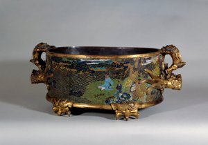 Kinesisk kunst: pot cache i cloisonne-e-post. Paris fra 1500-tallet, dekorativ kunst av School Chinese
