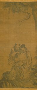 Daoist Immortals (blekk på silke) av School Chinese