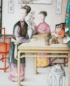 Detalj fra det keiserlige kantonpanelet, Qianlong-perioden av School Chinese