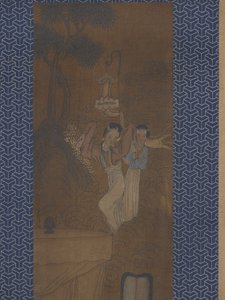 Fem kvinner i en prosesjon (blekk og farge på silke) av School Chinese
