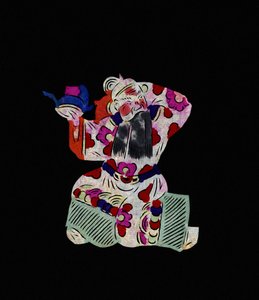 Mannlig figur av imperiet. Malt papirklipp eller «Jian Zhi», kinesisk folkekunst, Peking. av School Chinese