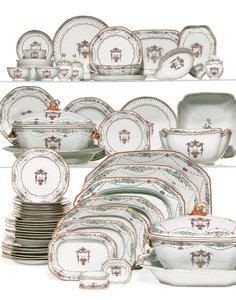 Middagsgudstjeneste med prestevelsignelse, ca. 1785 (keramikk) av School Chinese