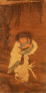 The Immortal Han Shan (blekk og farge på silke) av School Chinese
