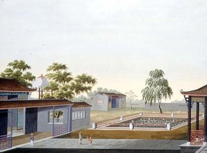 Walled Garden, ca. 1820-40 (akvarell på papir) av School Chinese