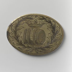 Beer-importørenes Guild of Amsterdam oppmøtebrikke, ca. 1700 (messing)