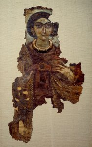 Koptisk kunst: likklede av kvinne kalt dame med korset ansee. Maleri på linlerret (4. århundre e.Kr.) Antinoe. av School Egyptian