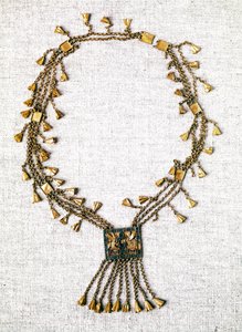 Egyptisk antikvitet: gullkjede av farao Pinedjem. 21. dynasti (ca. 1069-945). Paris, Louvre-museet av School Egyptian