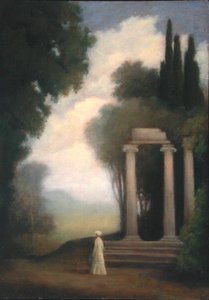 En figur og et tempel av School English