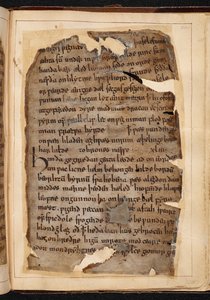 En side med Beowulf fra folioer noen ganger kalt 