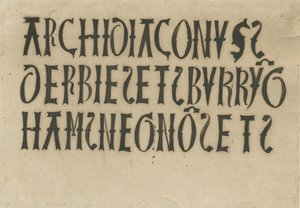 Barton under Needwood Church - inskripsjoner: blekkfaksimile, nd [?18th cent] (tegning) av School English