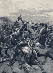 Slaget ved Bosworth Field, 22. august 1485, Wars of the Roses (litho) av School English