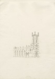 Burton-upon-Trent - Holy Trinity Church: tegning, nd [?1820-tallet] (tegning) av School English
