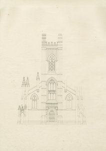 Burton-upon-Trent - Holy Trinity Church: tegning, nd [?1820-tallet] (tegning) av School English