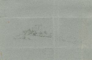 Castle Church - Stafford Castle: blyanttegning, nd [?1800-tallet] (tegning) av School English