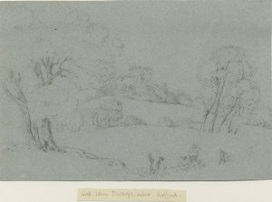 Castle Church - Stafford Castle: blyanttegning, nd [1800-tallet] (tegning) av School English