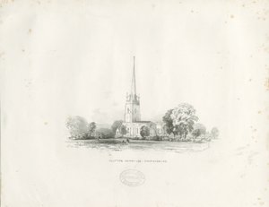 Clifton Campville kirke: litografi av School English