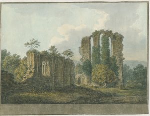 Croxden Abbey: vannfargemaleri, nd [1805] (maleri) av School English