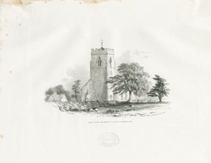 Drayton Bassett Church: litografi (vignettert), nd [c 1825-30] (trykk) av School English