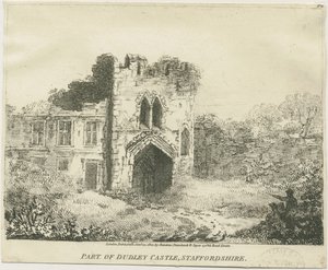 Dudley Castle - The Gatehouse: litografi, nd [c 1801] (trykk) av School English