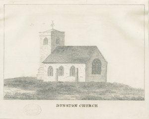 Dunston Church: blyanttegning, nd [?1800-tallet] (tegning) av School English