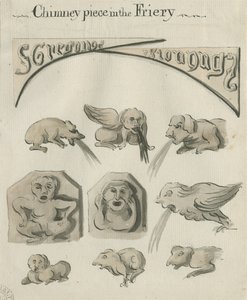 Lichfield - Chimney Piece in the Friary: penn- og vasketegning, nd [?sent 18. århundre] (tegning) av School English