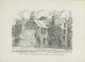 Lichfield - Friary Schools: linjegravering av School English