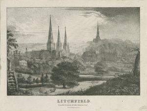 Lichfield - North West View: litografi og [? 1800-tallet] (trykk) av School English