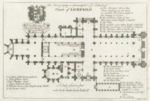 Lichfield Cathedral - Grunnplan: gravering, nd [tidlig 1700-tall] (trykk) av School English