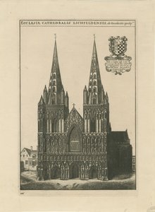 Lichfield Cathedral - West Front: gravering og [slutt på 1600-tallet] (trykk) av School English