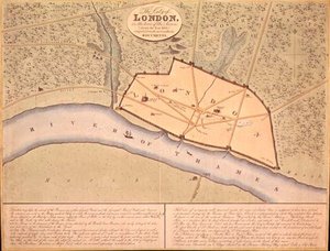 Kart over London i Saxon Times, ca. 900-950 e.Kr. (gravering)