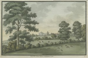 Needwood - Brickley Lodge: akvarellmaling, og [c 1786] (maleri) av School English