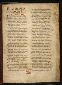 Royal MS Q E VI f.2r Side fra evangeliene (den kongelige bibel) (vellum) av School English